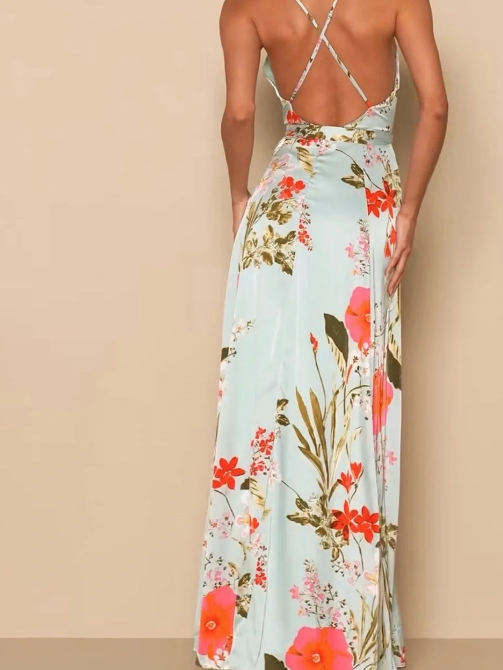 Lulus Still The One, light blue wrap dress - Picture 3 of 4